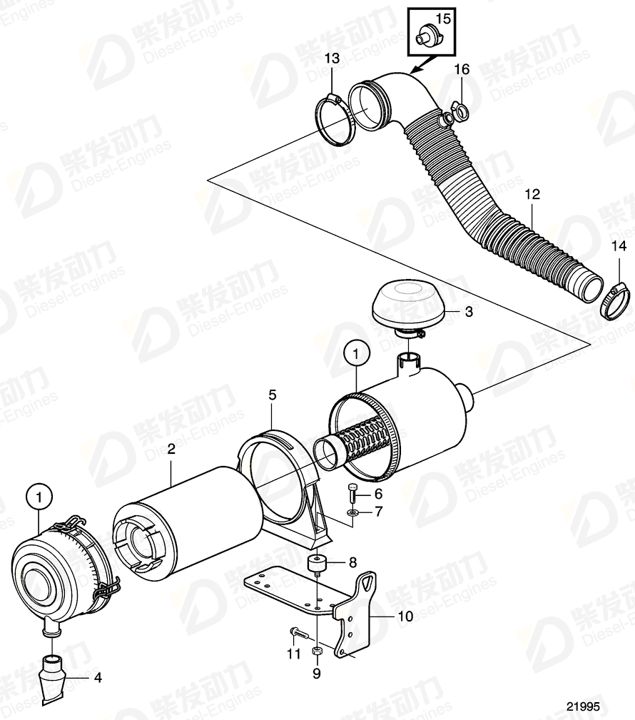 volvo penta Air cleaner 20405837 Drawing volvo penta Air cleaner 20405837 Drawing